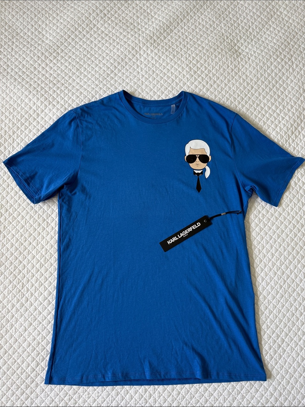 Karl Lagerfeld Blue Crewneck T-Shirt with Mini Karl Graphic